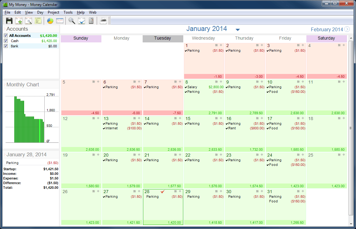 Money Calendar screenshot